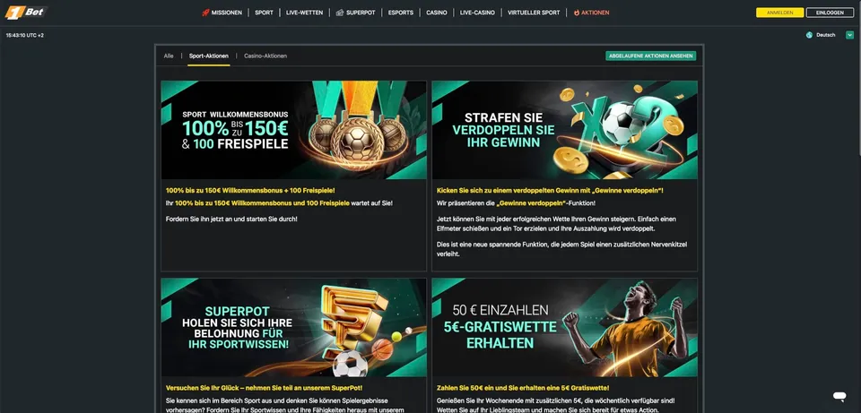 1Bet Aktionen