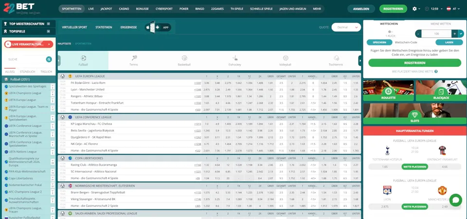 22Bet Fußballwetten