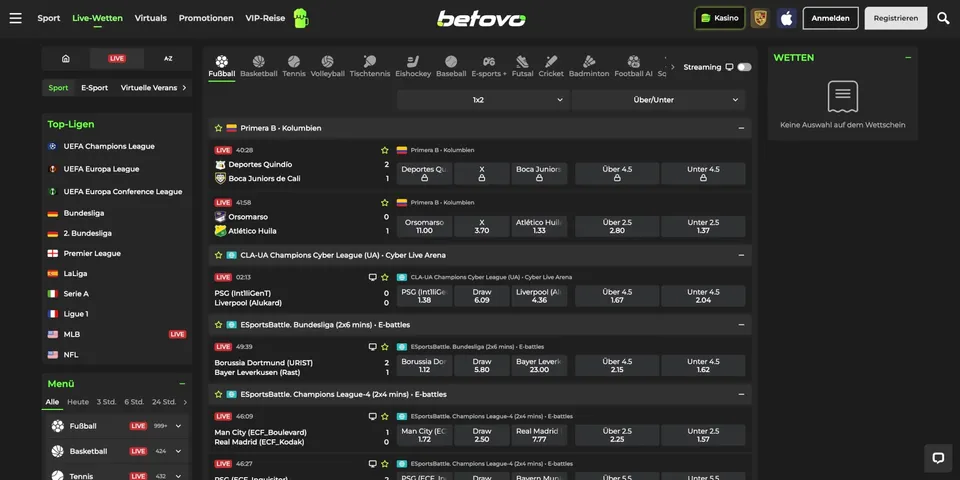 Betovo Live Wetten