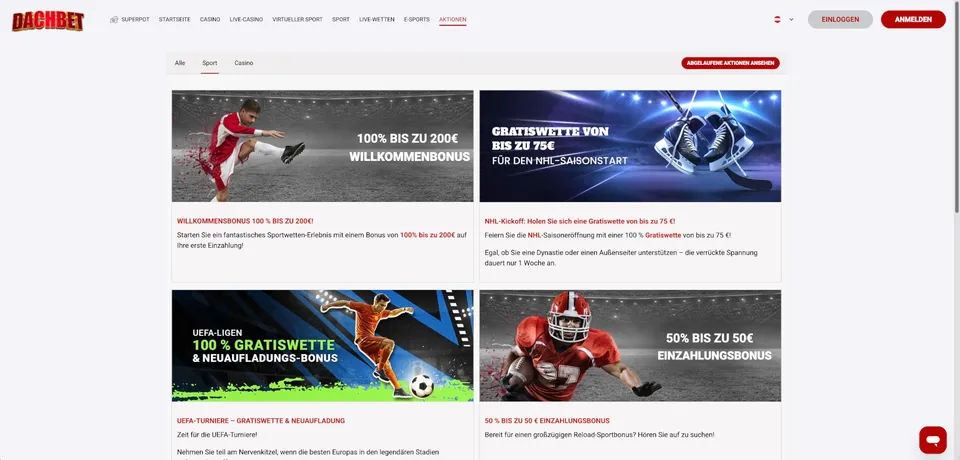 Dachbet Bonus Aktionen